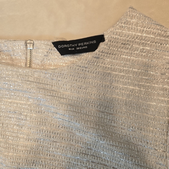 Silver And Sparkly Short Sleeve Dress Perfect For New Years Christmas Engagement - Picture 3 of 7